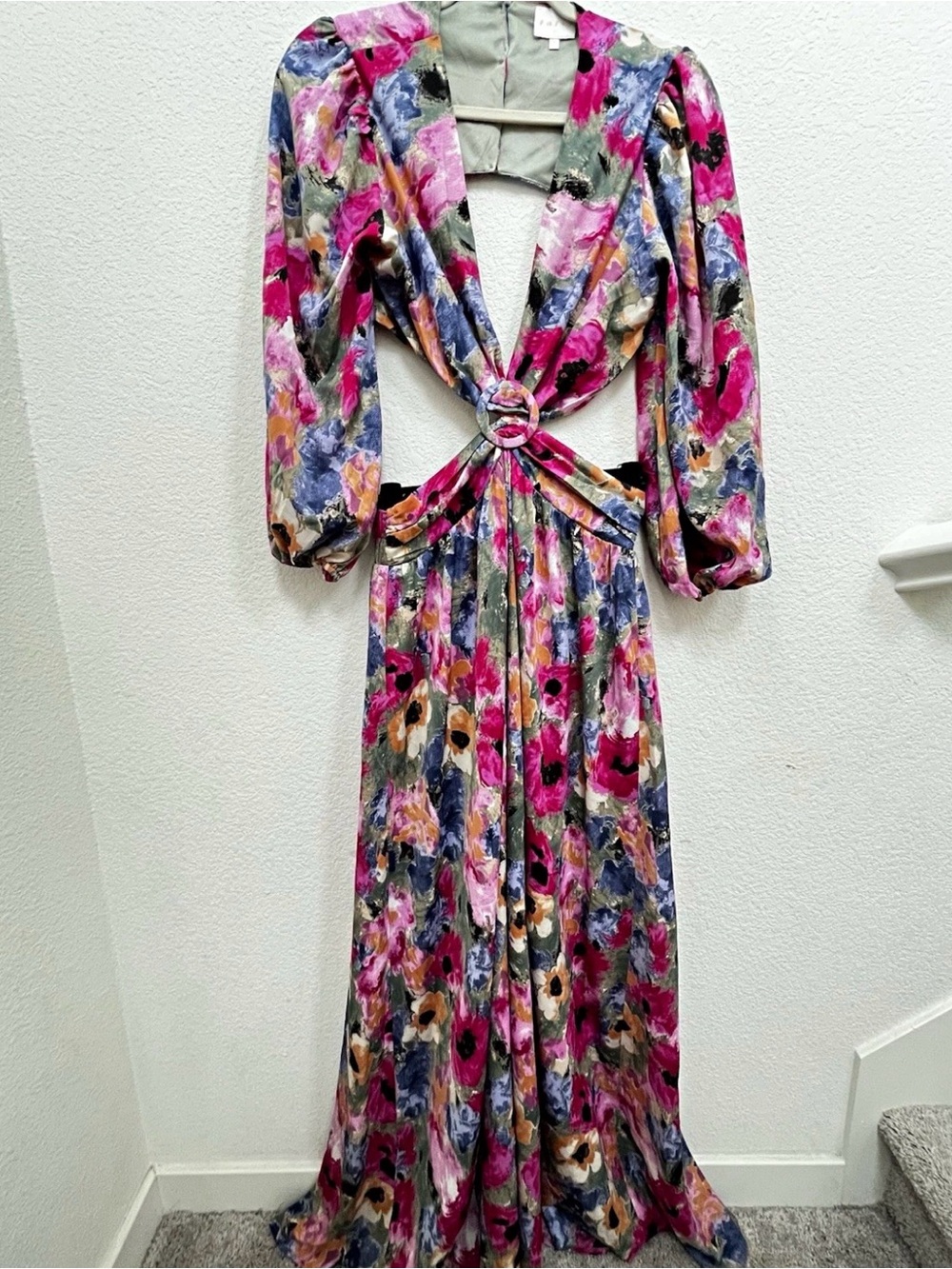 entro Multicolor Floral Maxi Dress with Ring Cutout